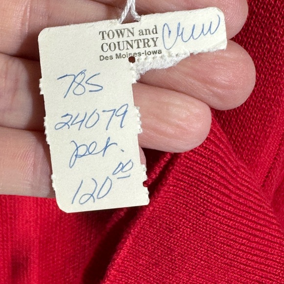 Semplice Red Vintage Sweater Women's Large Petite Batwing Sleeves 80s 24079 - Picture 6 of 8